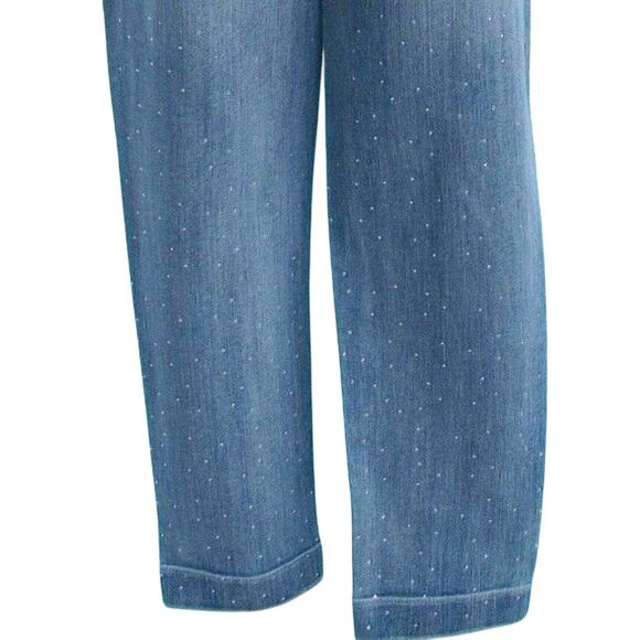 Cache Rhinestone Stud Cropped Jean Pant Light Wash Denim Stretch New NWT $118 - Picture 9 of 10